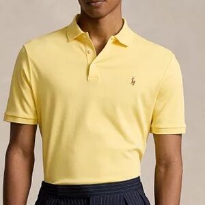 Ralph Lauren Polo Pima Cotton Soft Touch Yellow Embroidered Logo Polo Size Large